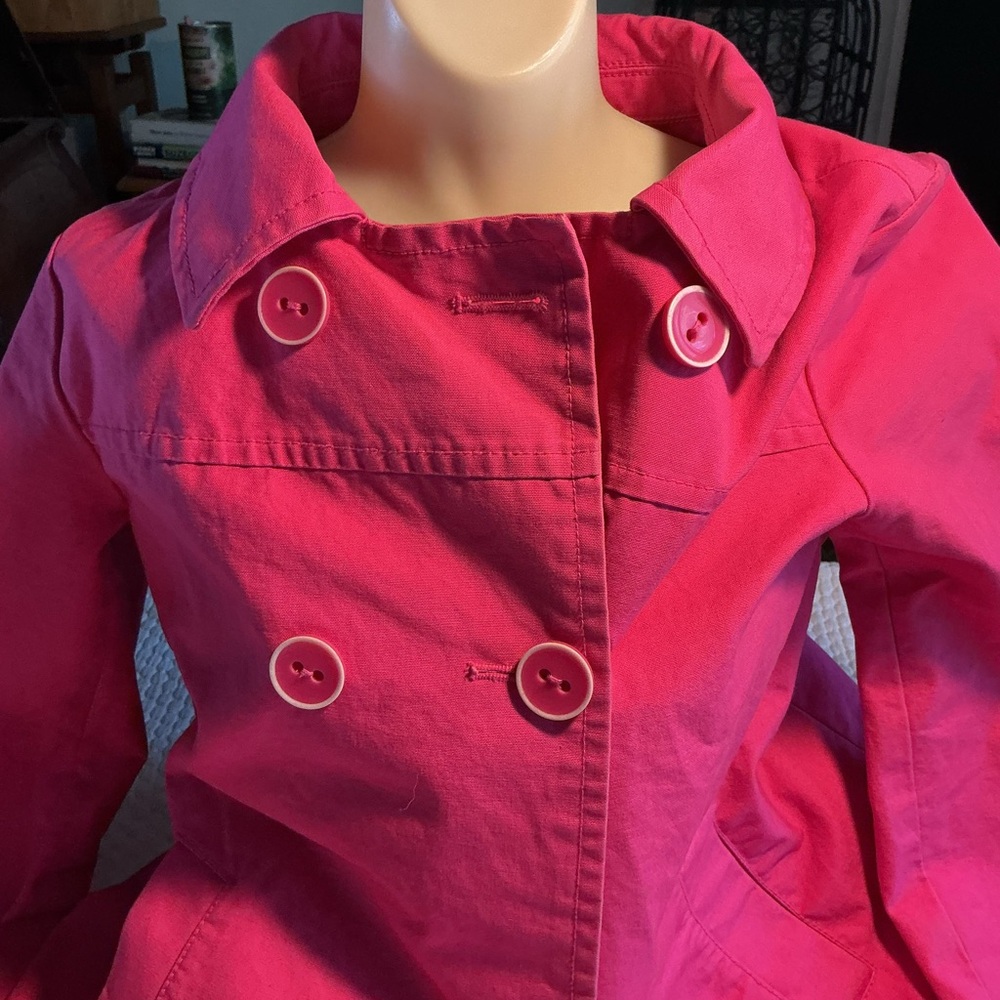 GAP Bright Pink Double-Breasted Trench Coat